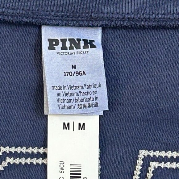 Victoria's Secret Pink Ace Cotton V-Neck Long Sleeve Tee Blue Medium - Picture 5 of 5